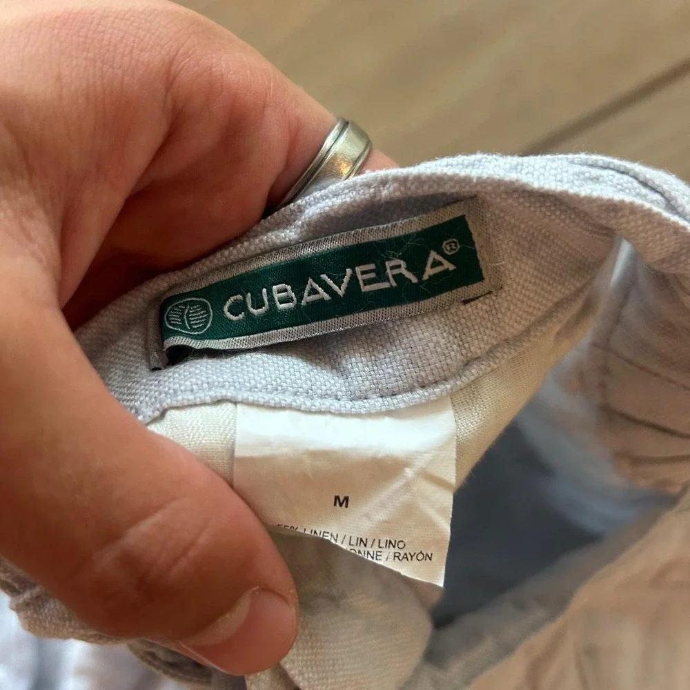 Cubavera cream white baggy linen pants with drawstring waist, size M